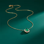 Emerald-Cut Green Gemstone Women Neckless GWN -92