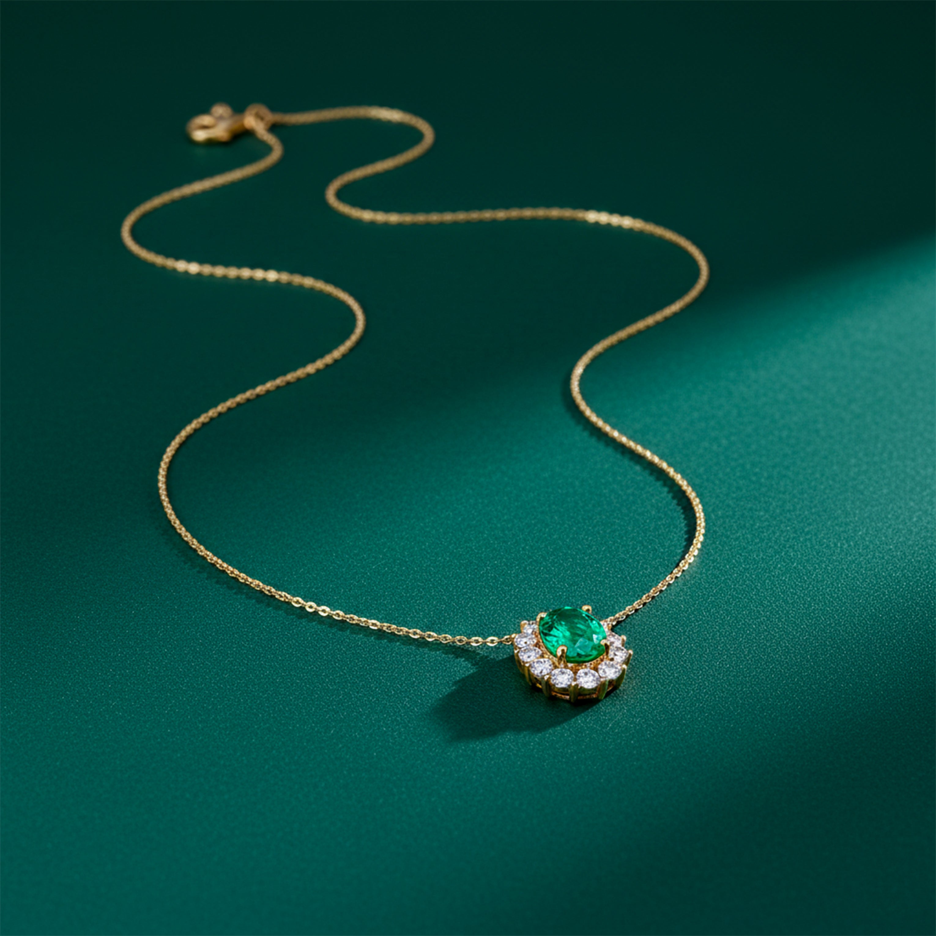 Emerald-Cut Green Gemstone Women Neckless GWN -92