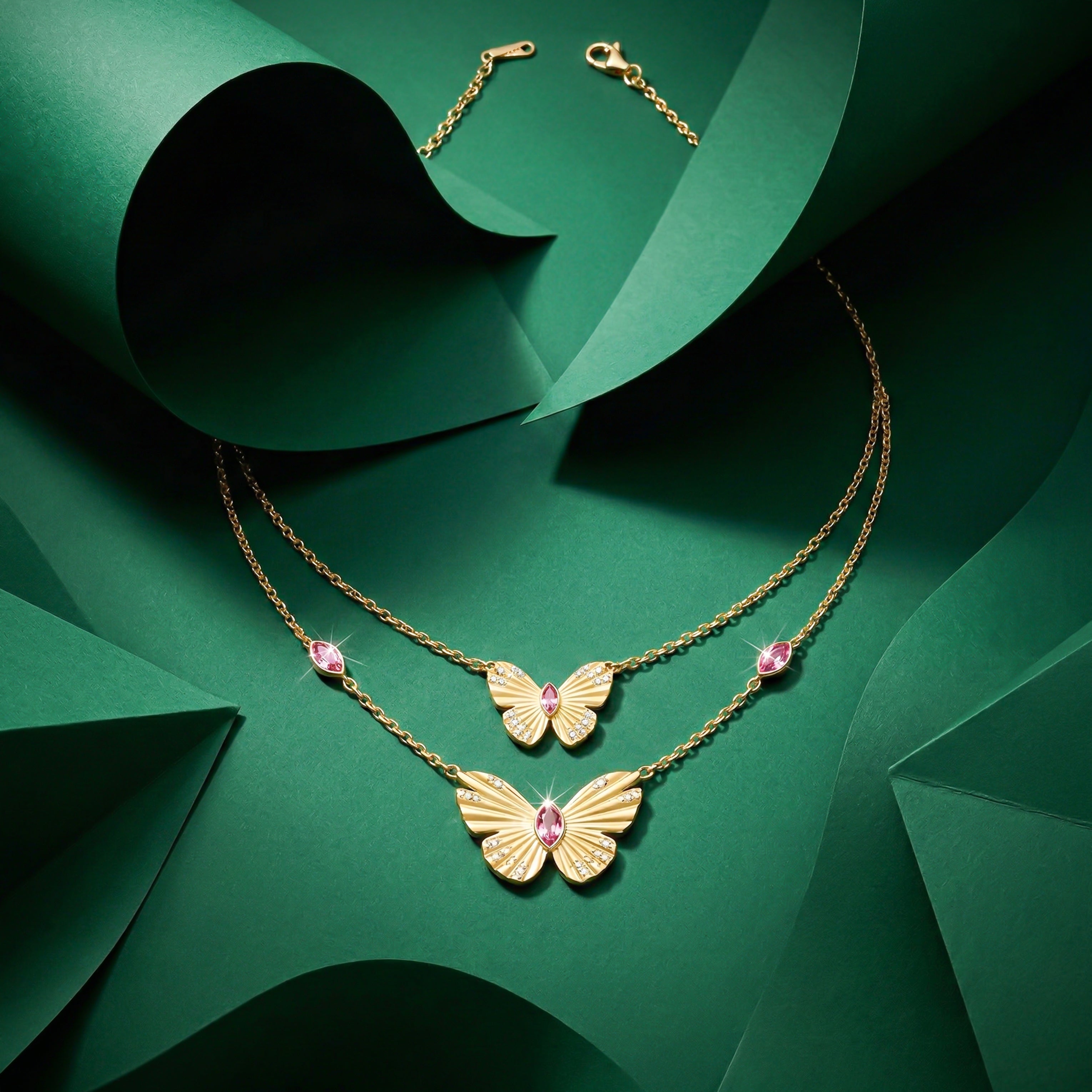 Double-Layered Golden Butterfly Women Neckless GWN -113