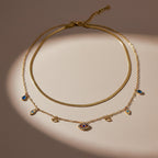 Evil Eye Layered Gold Choker Necklace GWN -104