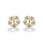 Pearl & Crystal Circle Stud Earrings GWE -165