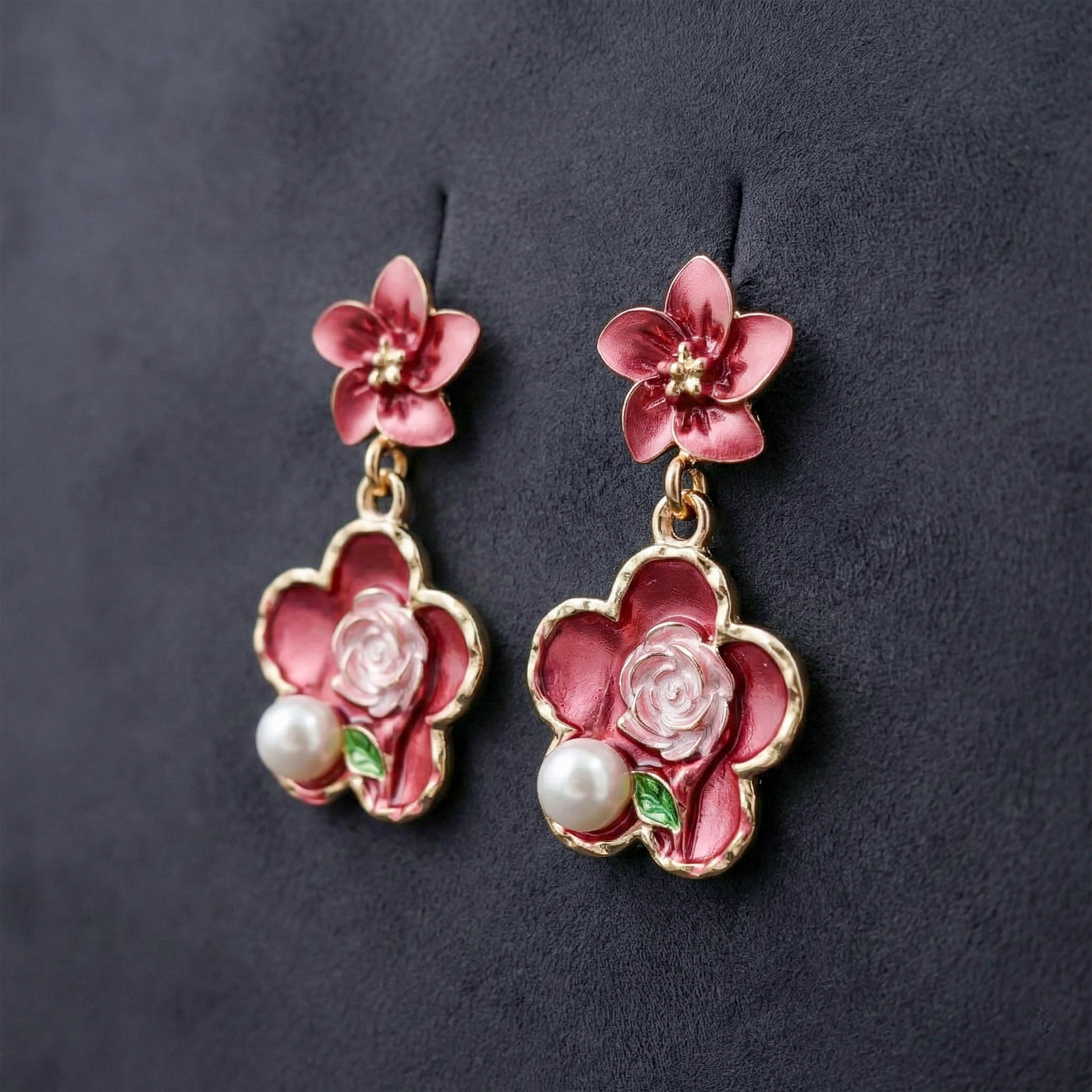 Enamel Pearl Earrings GWE -185