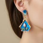 Royal Blue Floral Earrings GWE -234