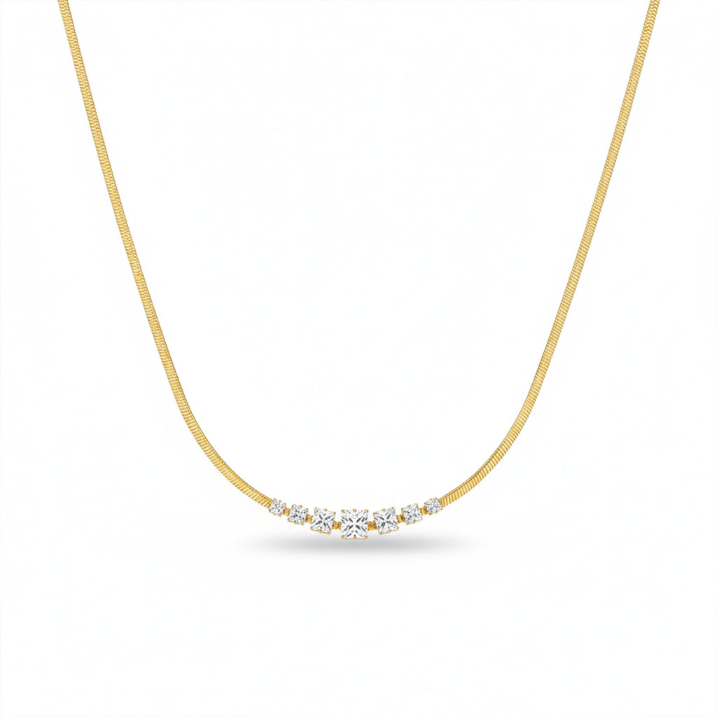 Crystal Bar Herringbone women Neckless GWN -128