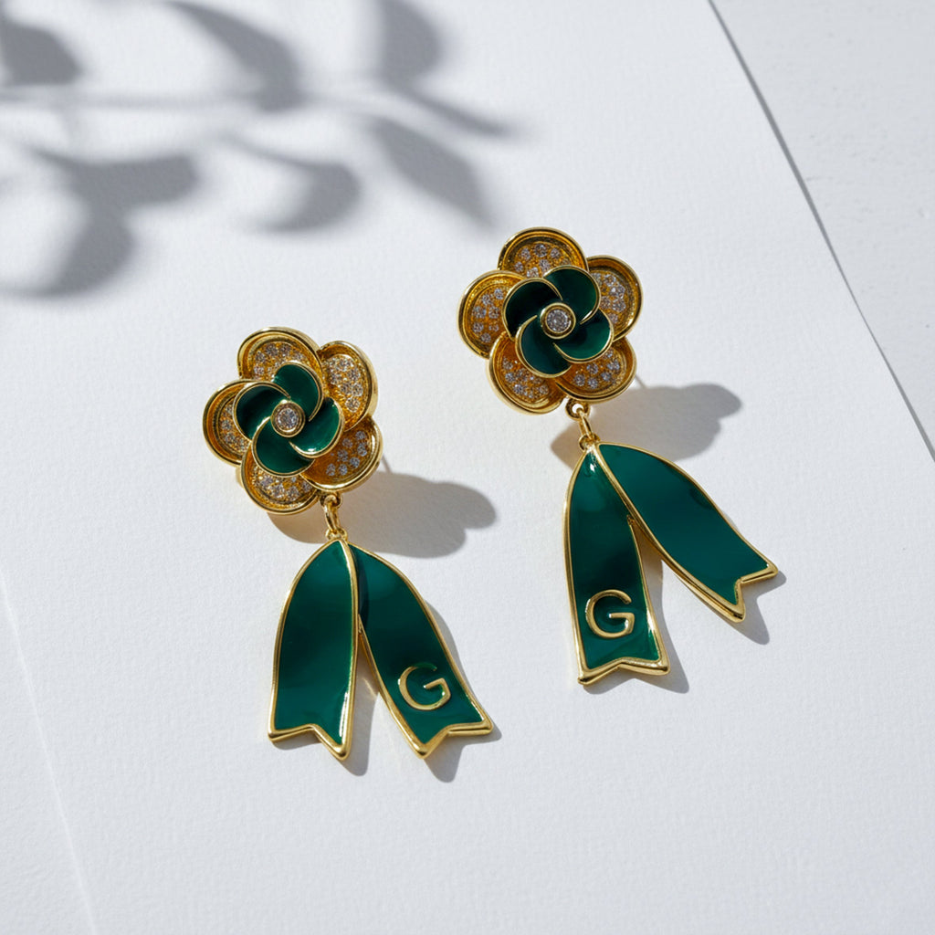 Emerald Bloom Drop Earrings GWE -60