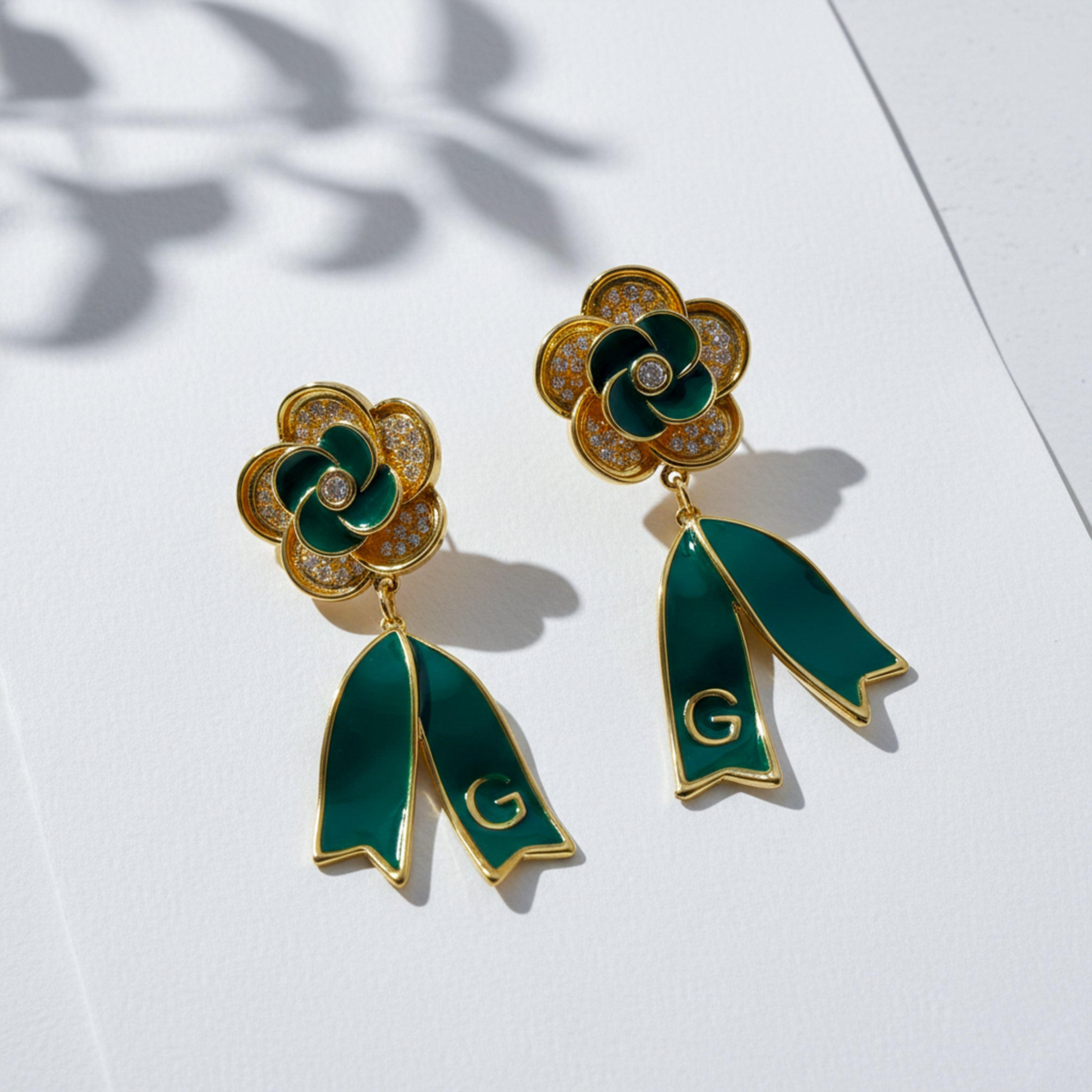 Emerald Bloom Drop Earrings GWE -60