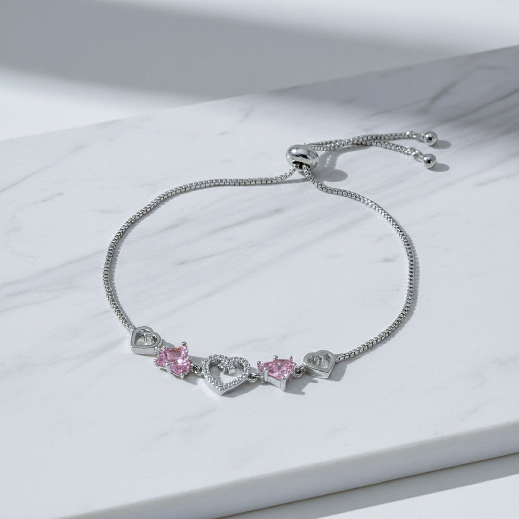 Pink Heart Charm Bracelet GWB -156