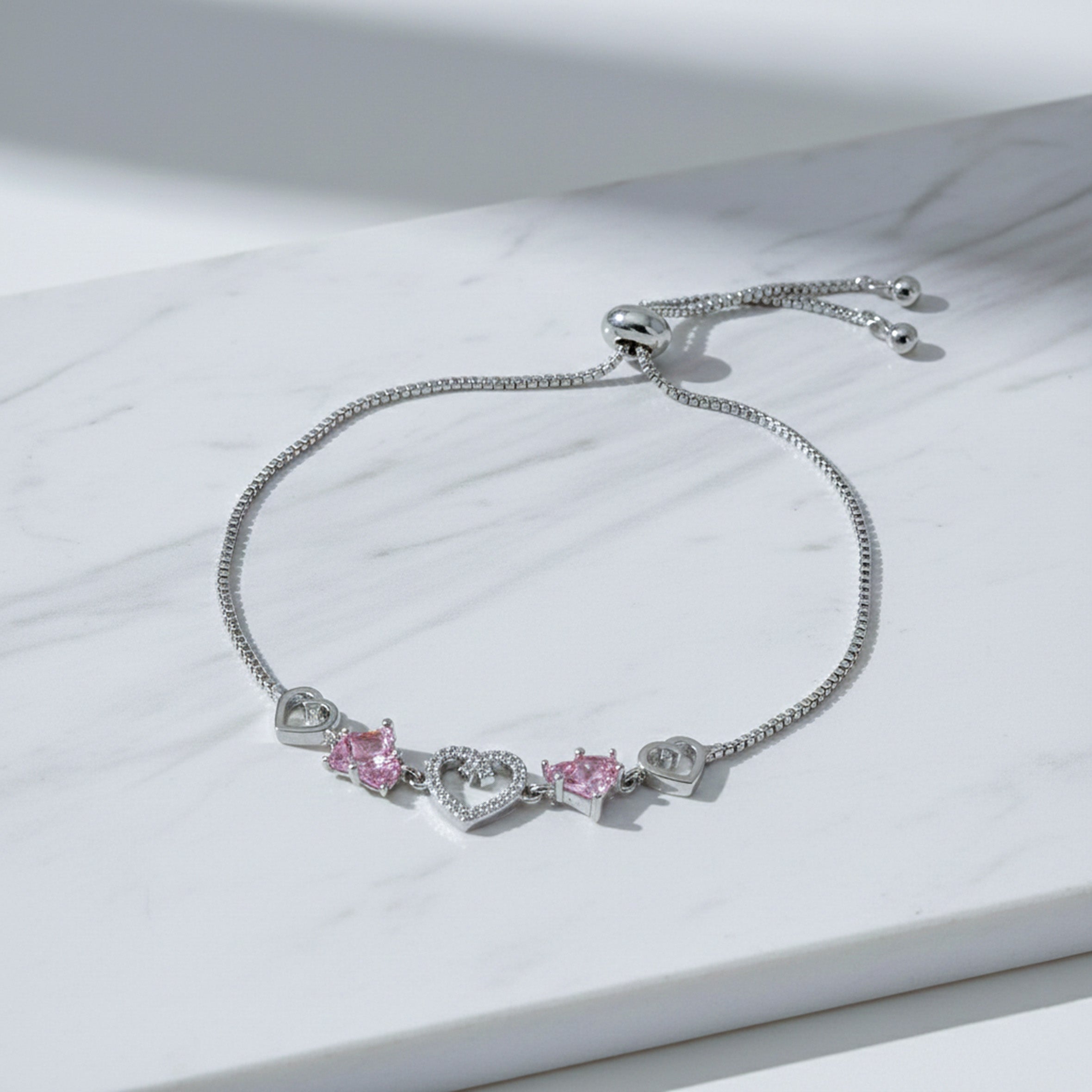 Pink Heart Charm Bracelet GWB -156