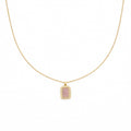 Pink Rectangle Halo Pendant Necklace GWN -152