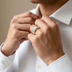Men’s Gold-Tone Silver Textured Ring GMR -13
