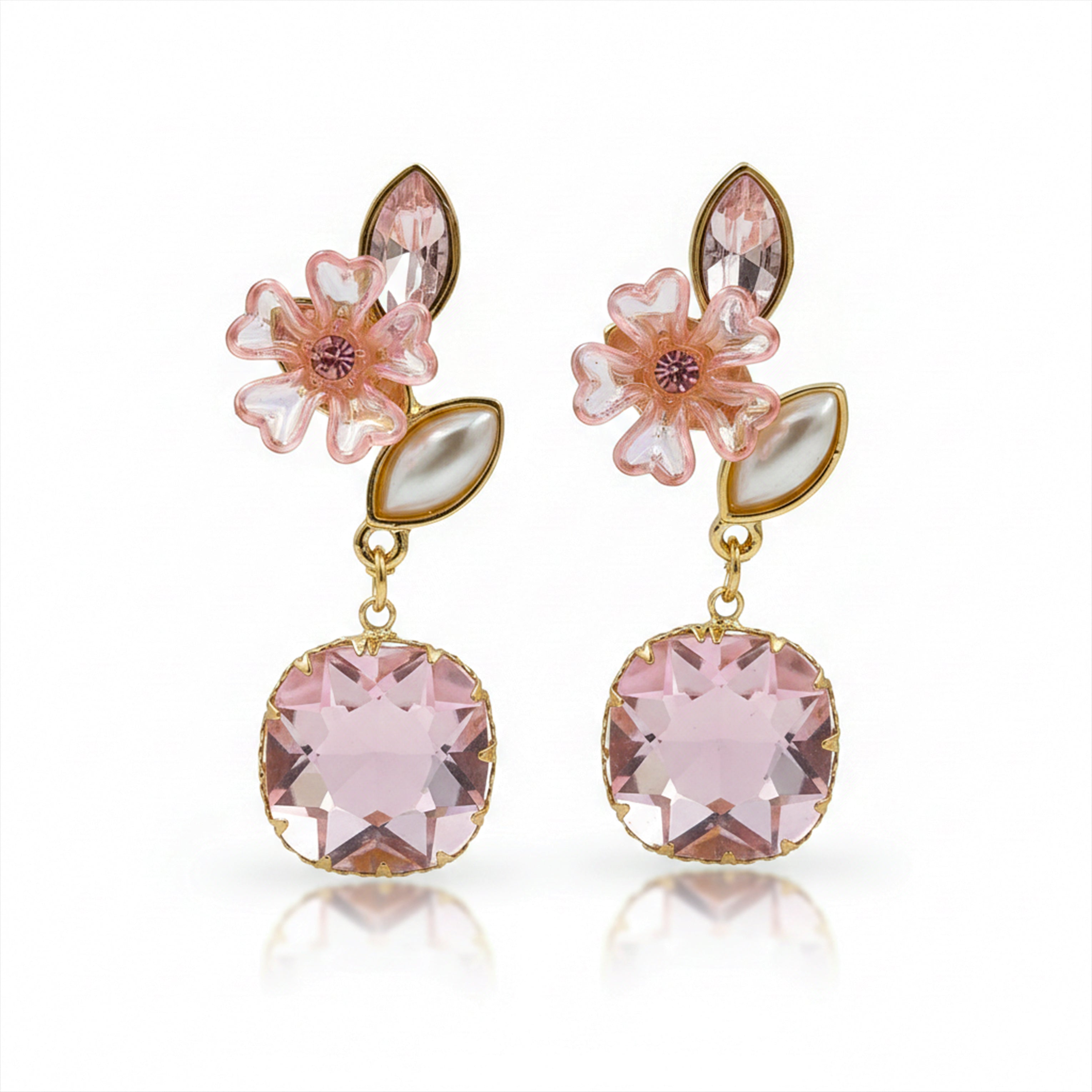 Blush Floral Crystal Earrings GWE -235