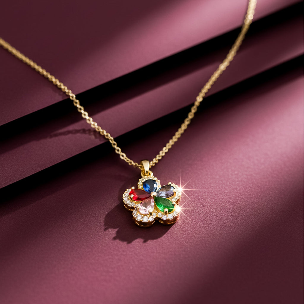 Sparkling Multicolor Gemstone Women Neckless GWN -74