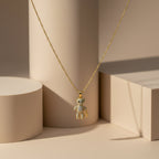 Crystal Teddy Bear Pendant Necklace GWN -86