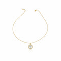 Classic Round Halo CZ Gold Necklace GWN -139