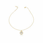Classic Round Halo CZ Gold Necklace GWN -139