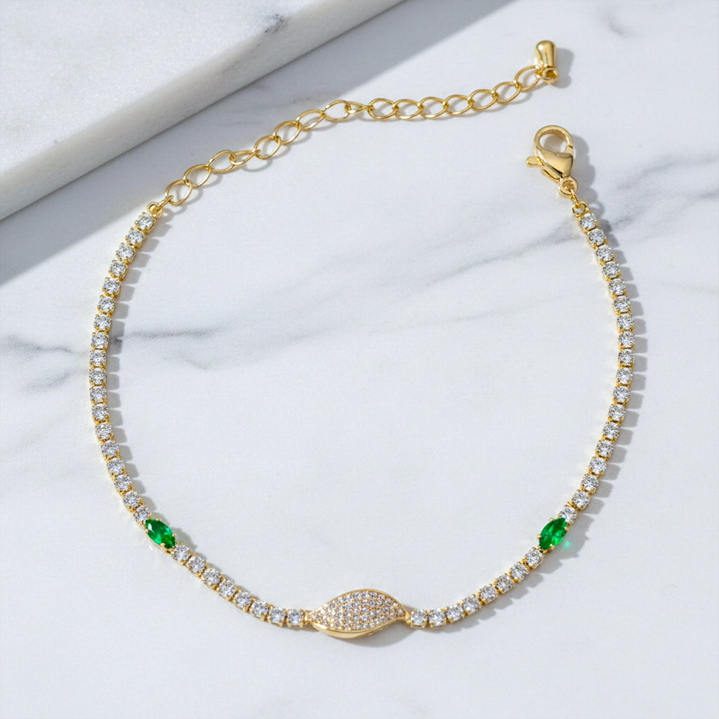 Gold Emerald Accent Tennis Bracelet GWB -106