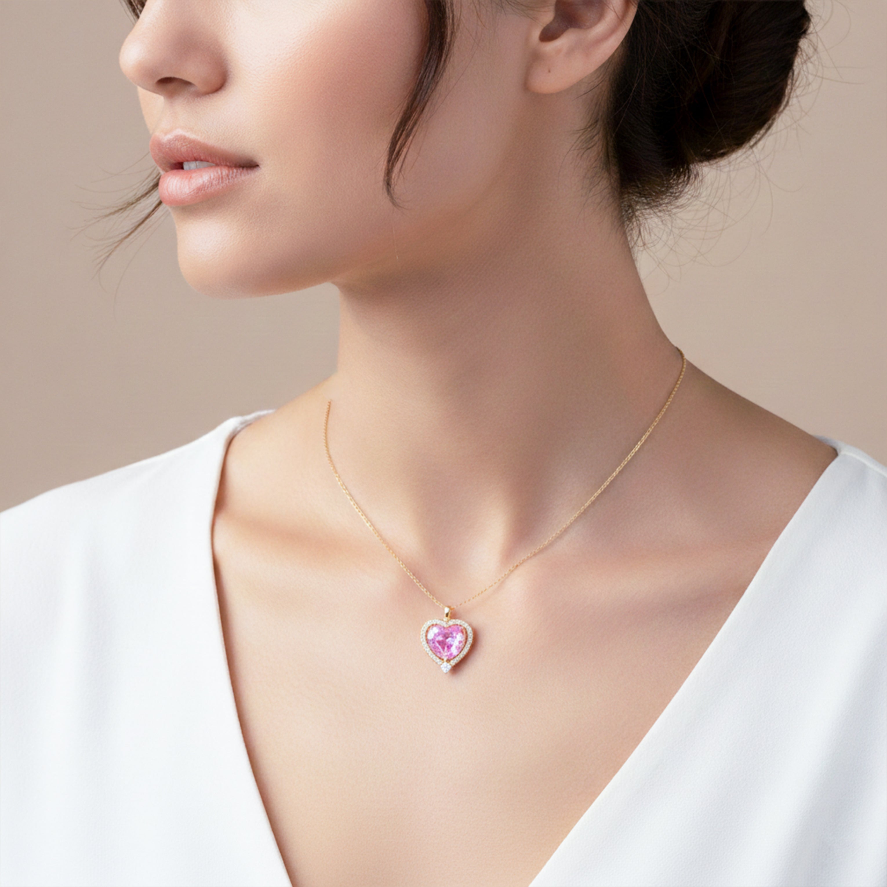 Heart Crystal Pendant Necklace GWN -141