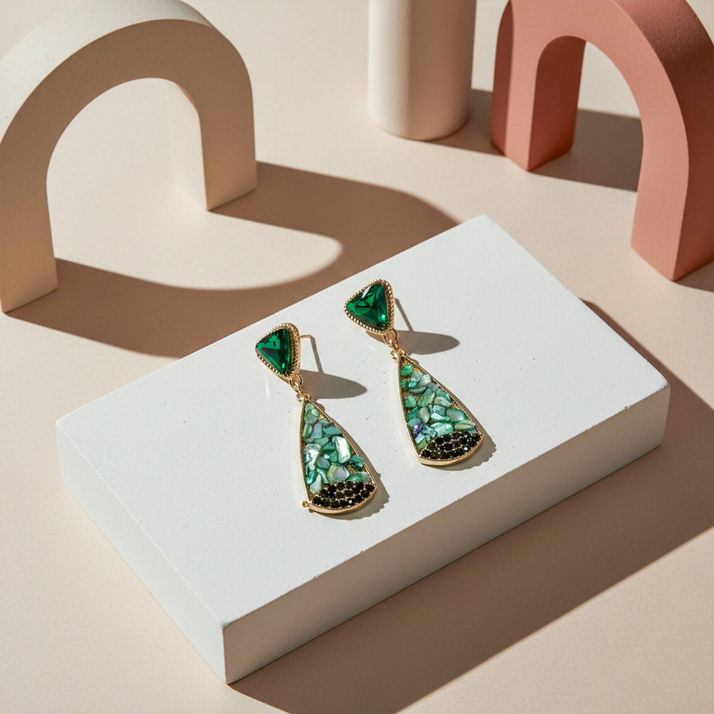 Emerald Mosaic Drop Earrings GWE -242