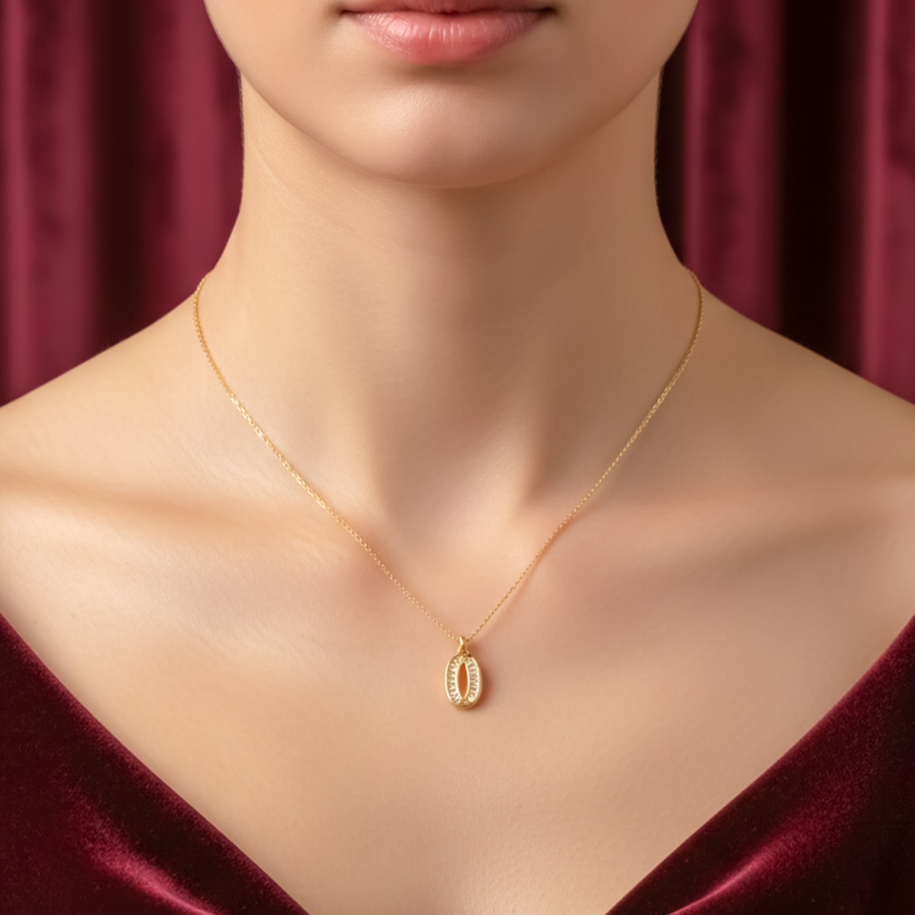 Oval Spark Pendant Necklace GWN -46