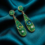 Green Stone Floral Earrings GWE -247