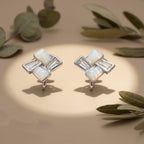 Geometric White Crystal Stud Earrings GWE -86