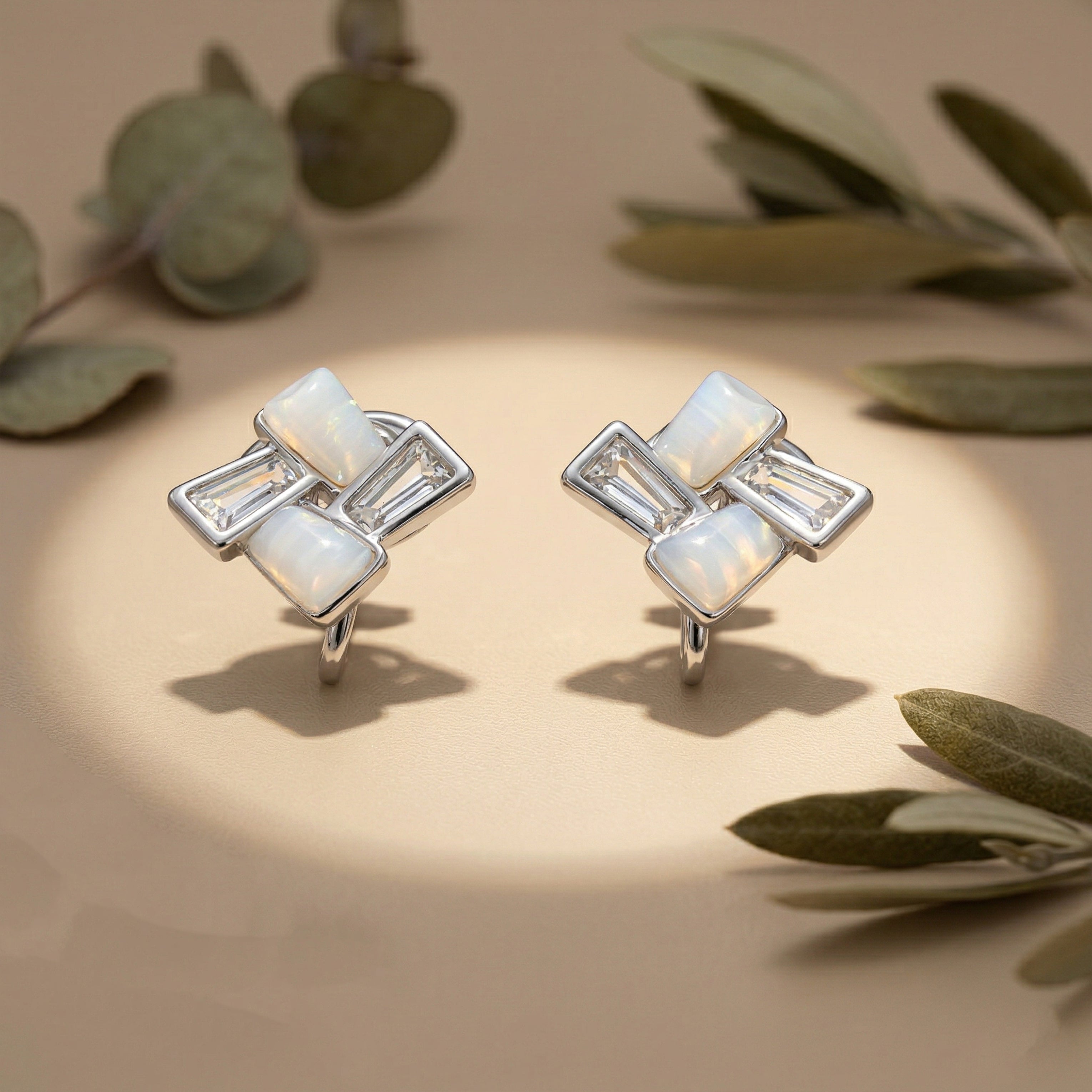 Geometric White Crystal Stud Earrings GWE -86