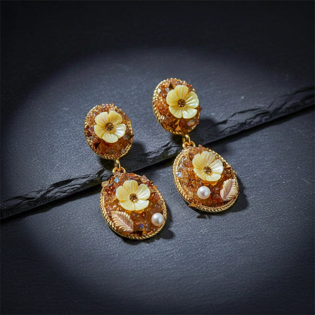 Golden Floral Earrings GWE -246