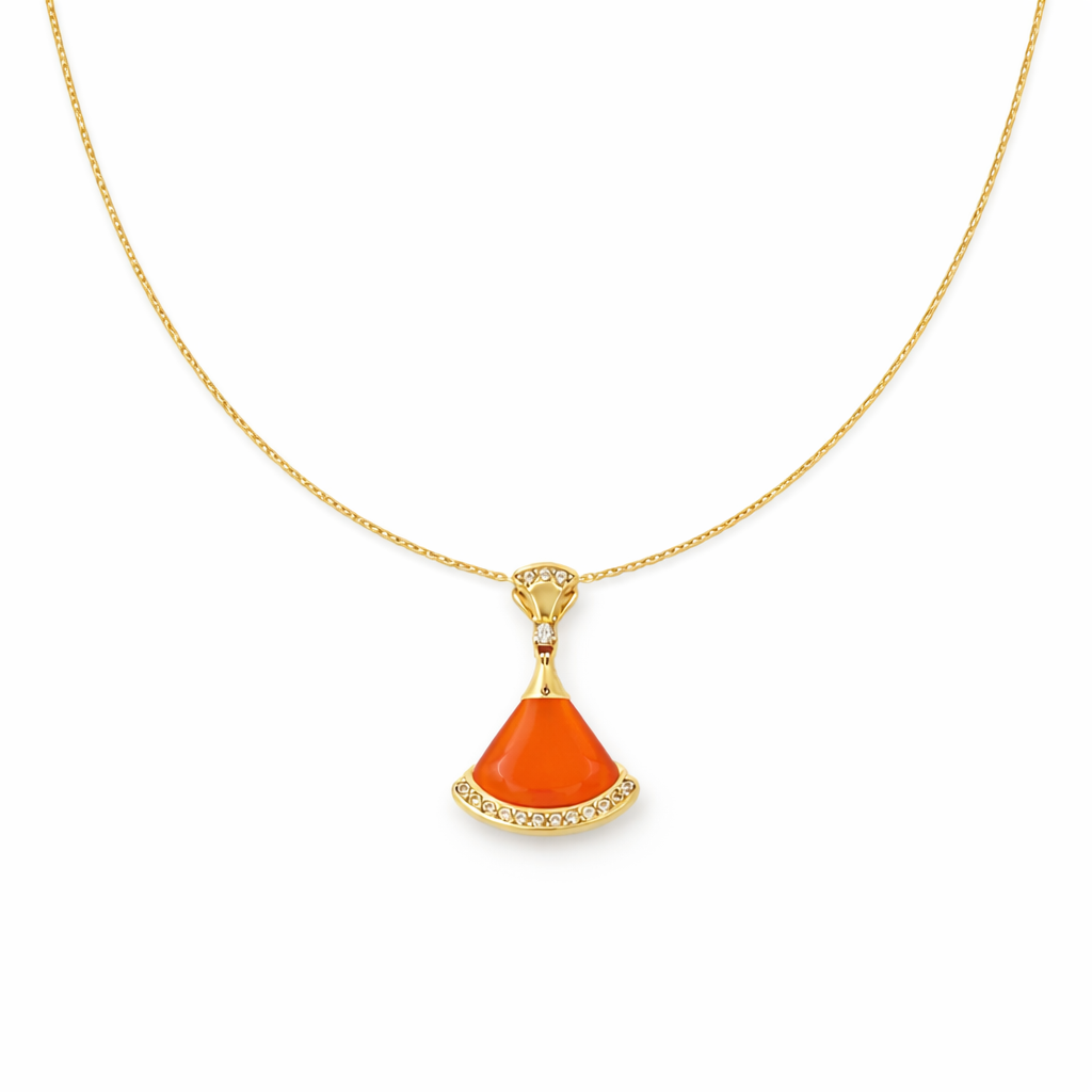 Golden Orange Pendant Necklace GWN -159