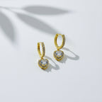 Crystal Heart Drop Hoop Earrings GWE -76