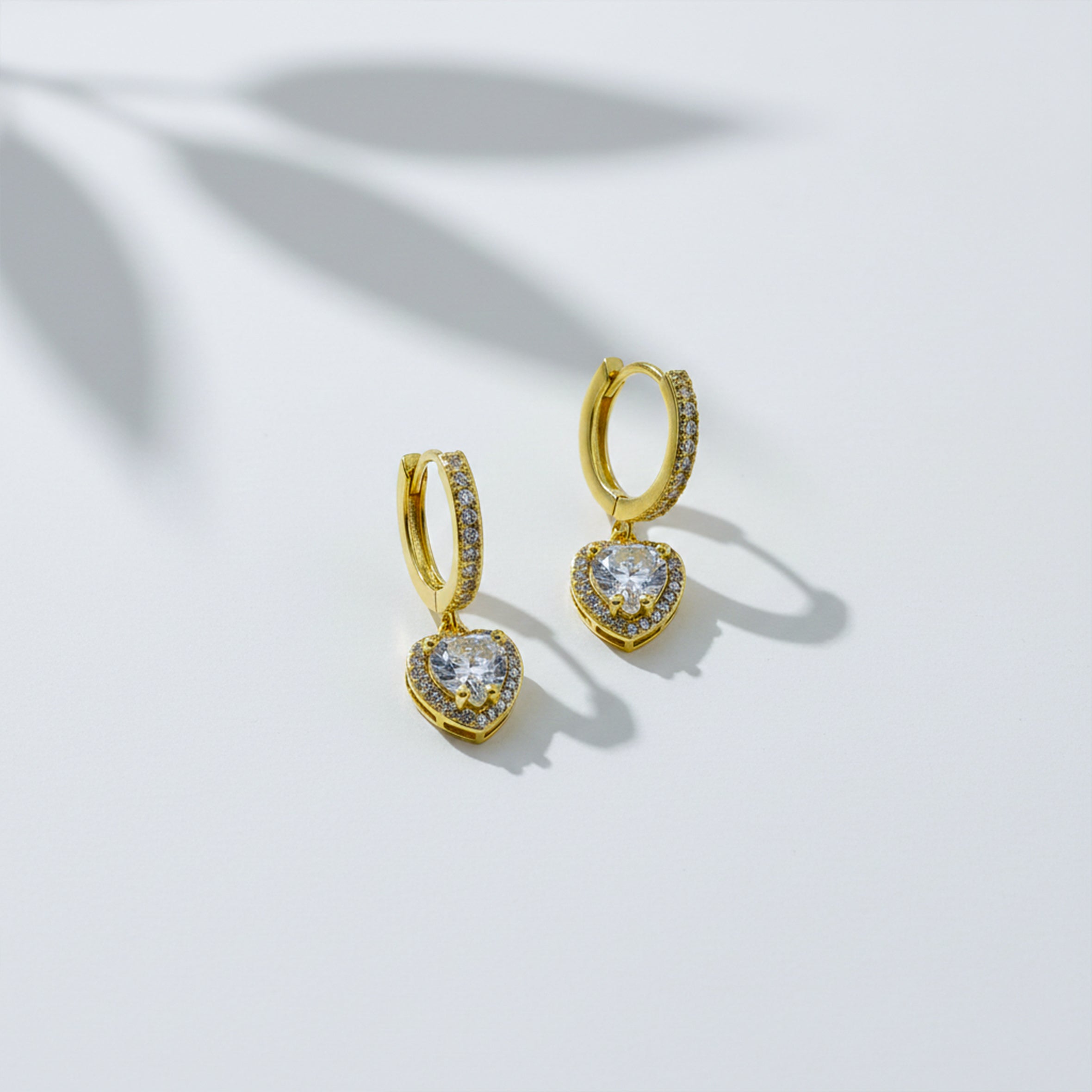 Crystal Heart Drop Hoop Earrings GWE -76