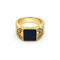 Men’s Gold-Tone Black Enamel Ring GMR -21