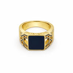 Men’s Gold-Tone Black Enamel Ring GMR -21