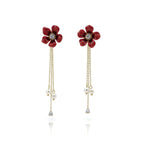 Ruby Blossom Pearl Tassel Earrings GWE -119