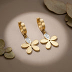 Golden Floral Drop Earrings GWE -79