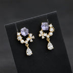 Multi-Stone Floral Gold Drop Earrings GWE -168