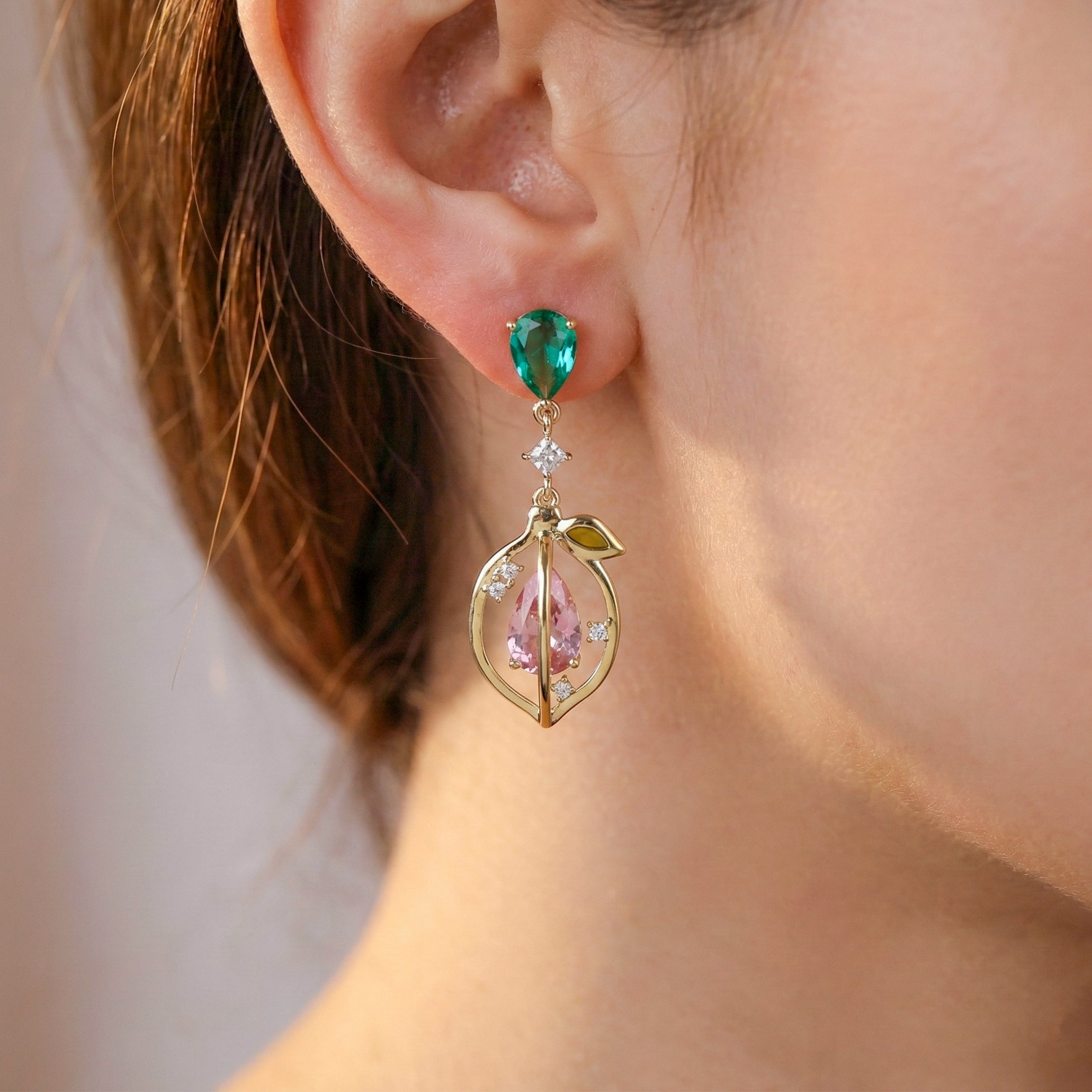 Emerald Bloom Drop Earrings GWE -102
