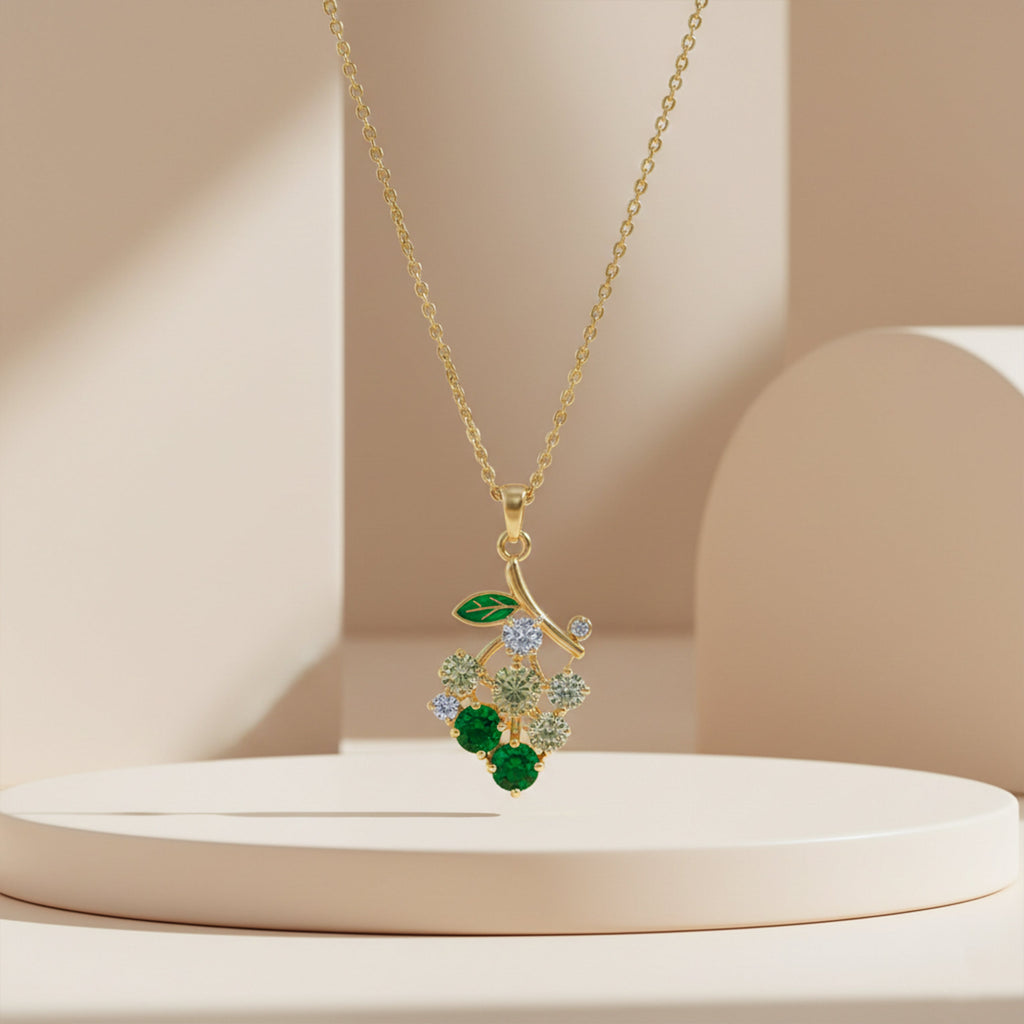 Emerald Grape Charm Pendant Necklace GWN -111