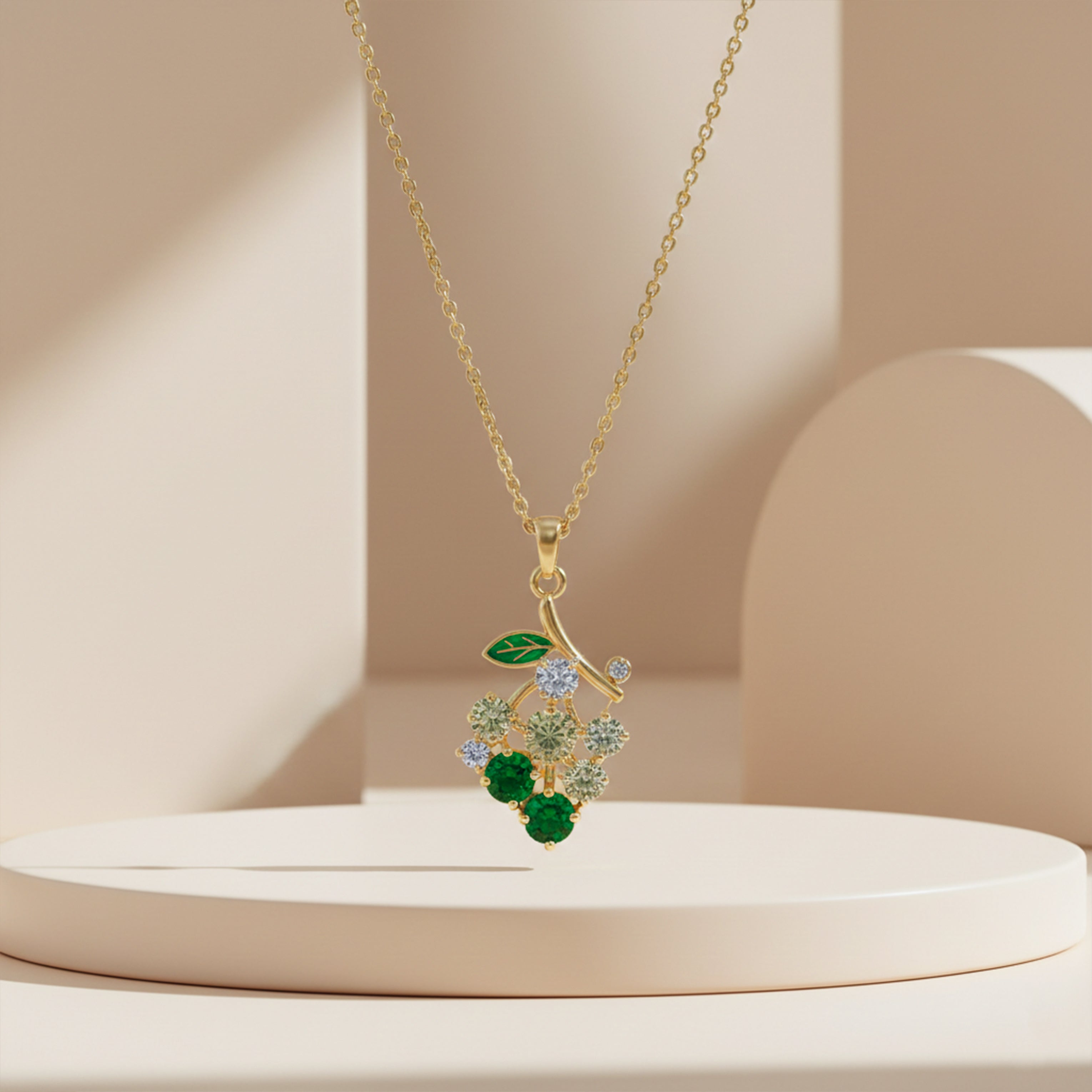 Emerald Grape Charm Pendant Necklace GWN -111