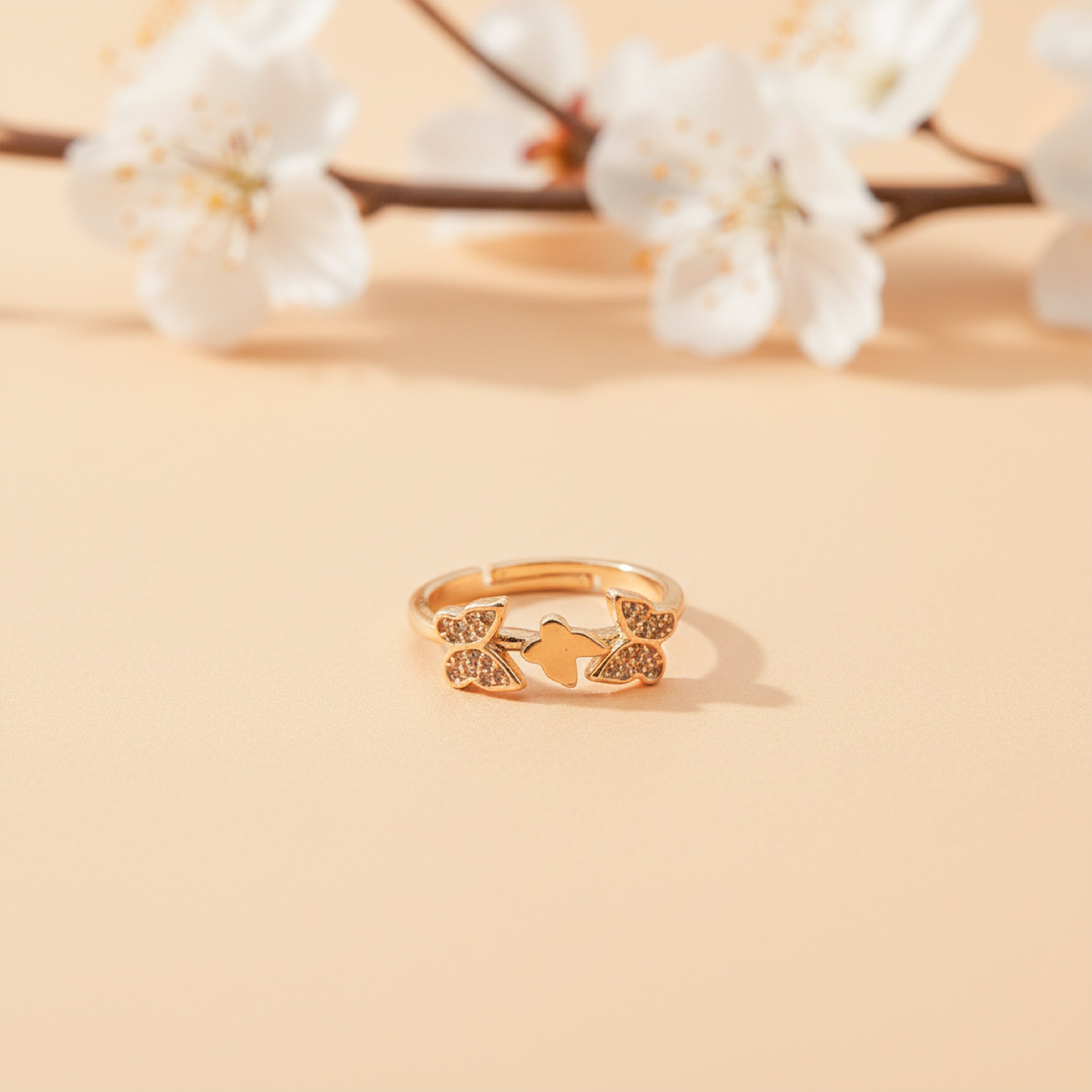 Golden Twin Butterfly Ring GWR -14