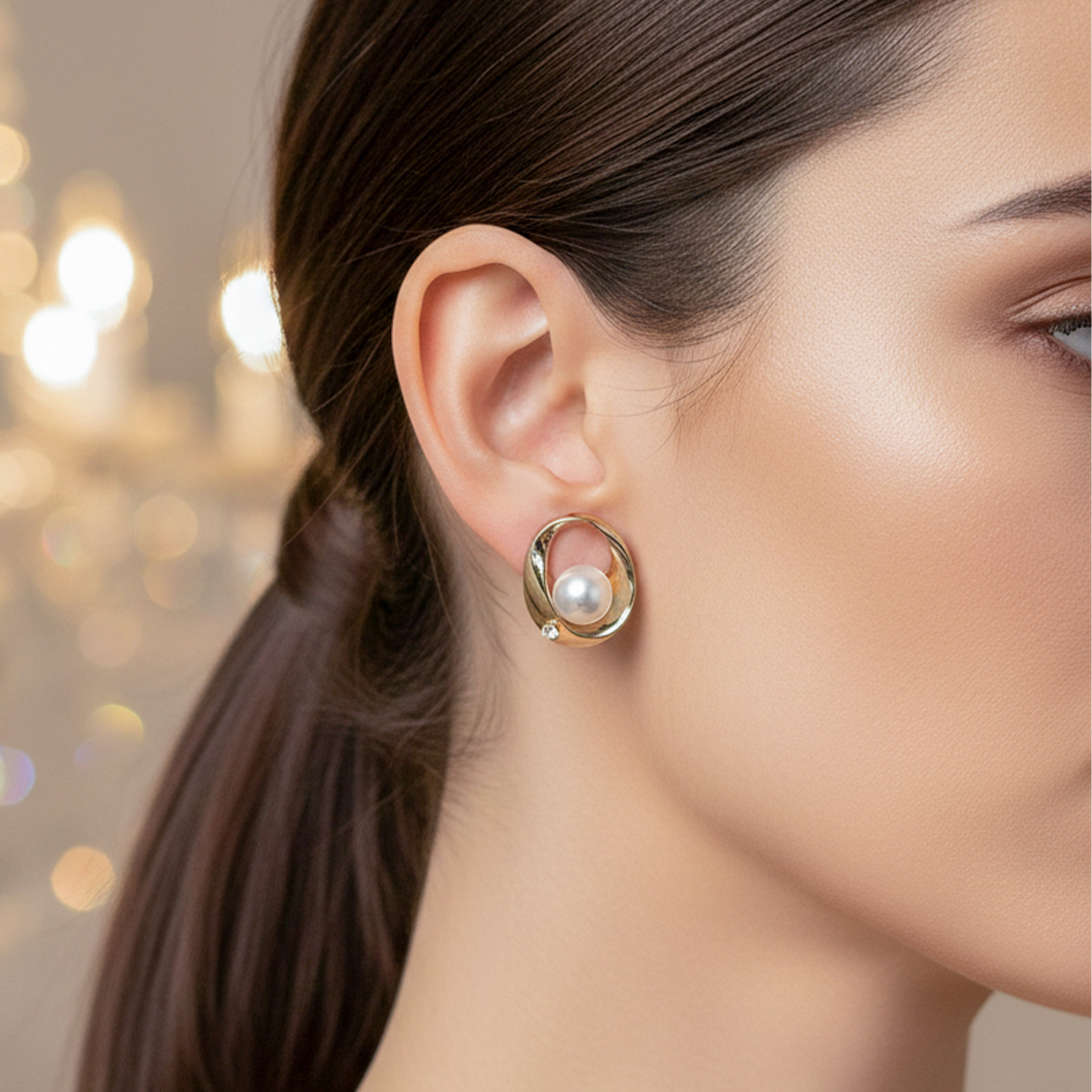 Luna Pearl Orbit Earrings GWE -58