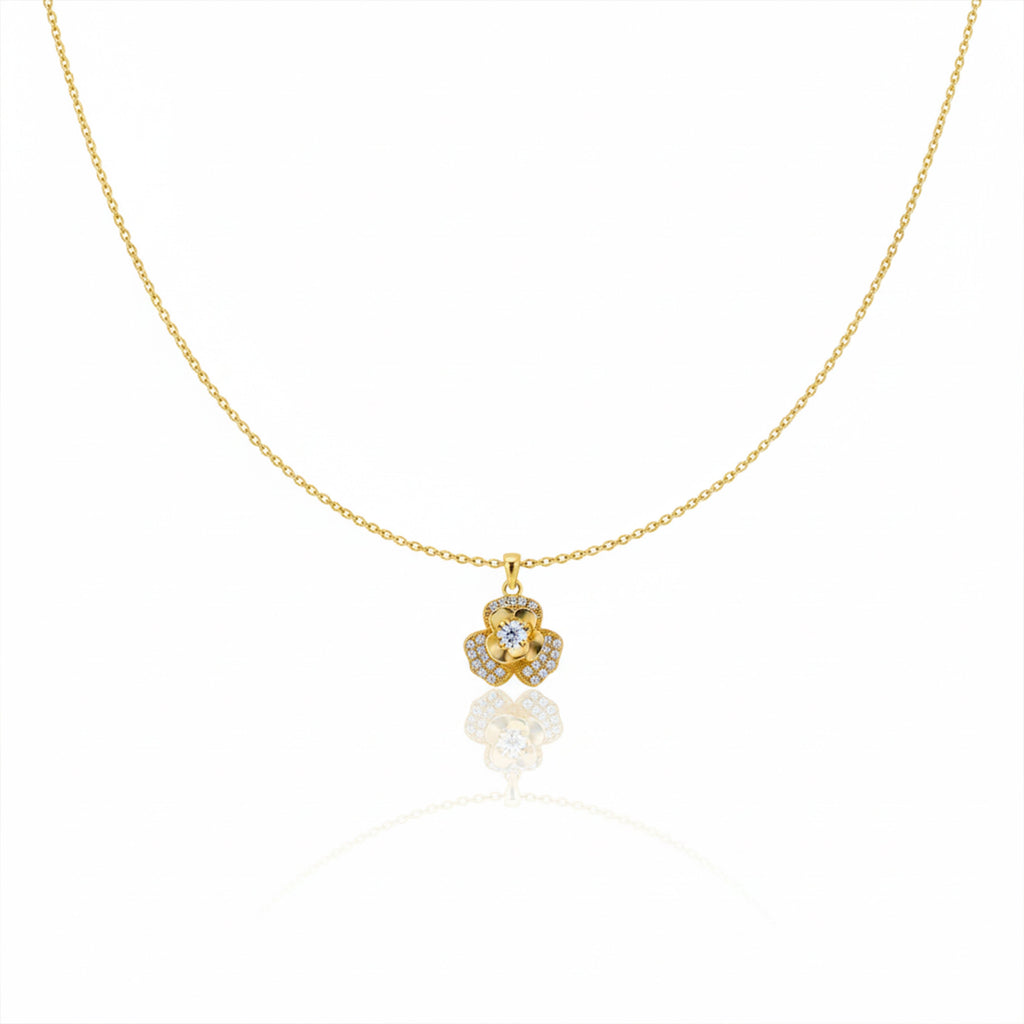 Floral CZ Pendant Necklace GWN -108
