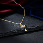Sparkling Crystal Butterfly Charm Women Necklace GWN -142