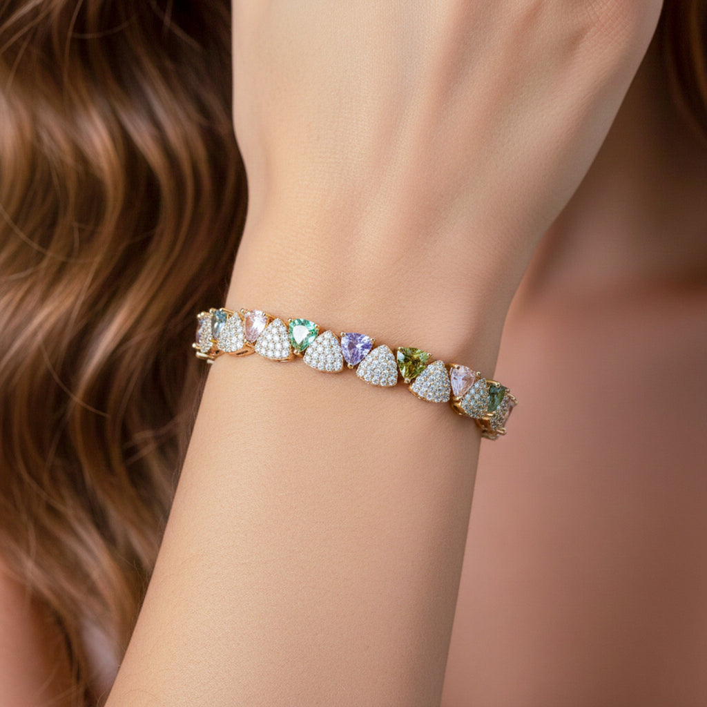 Gold Multi-Color Heart Bracelet GWB -150