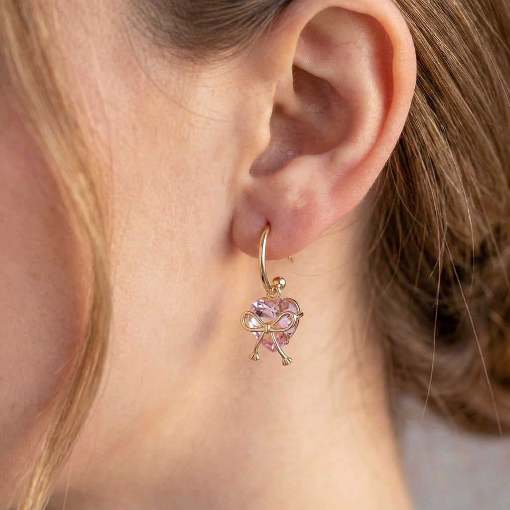 Heart Bow Hoop Earrings GWE -89