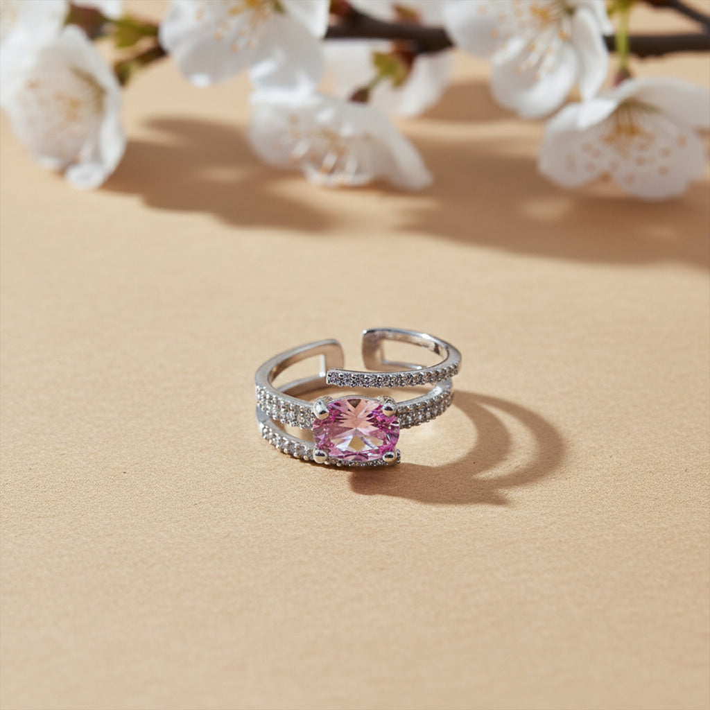 Silver Blush Solitaire Ring GWR -54