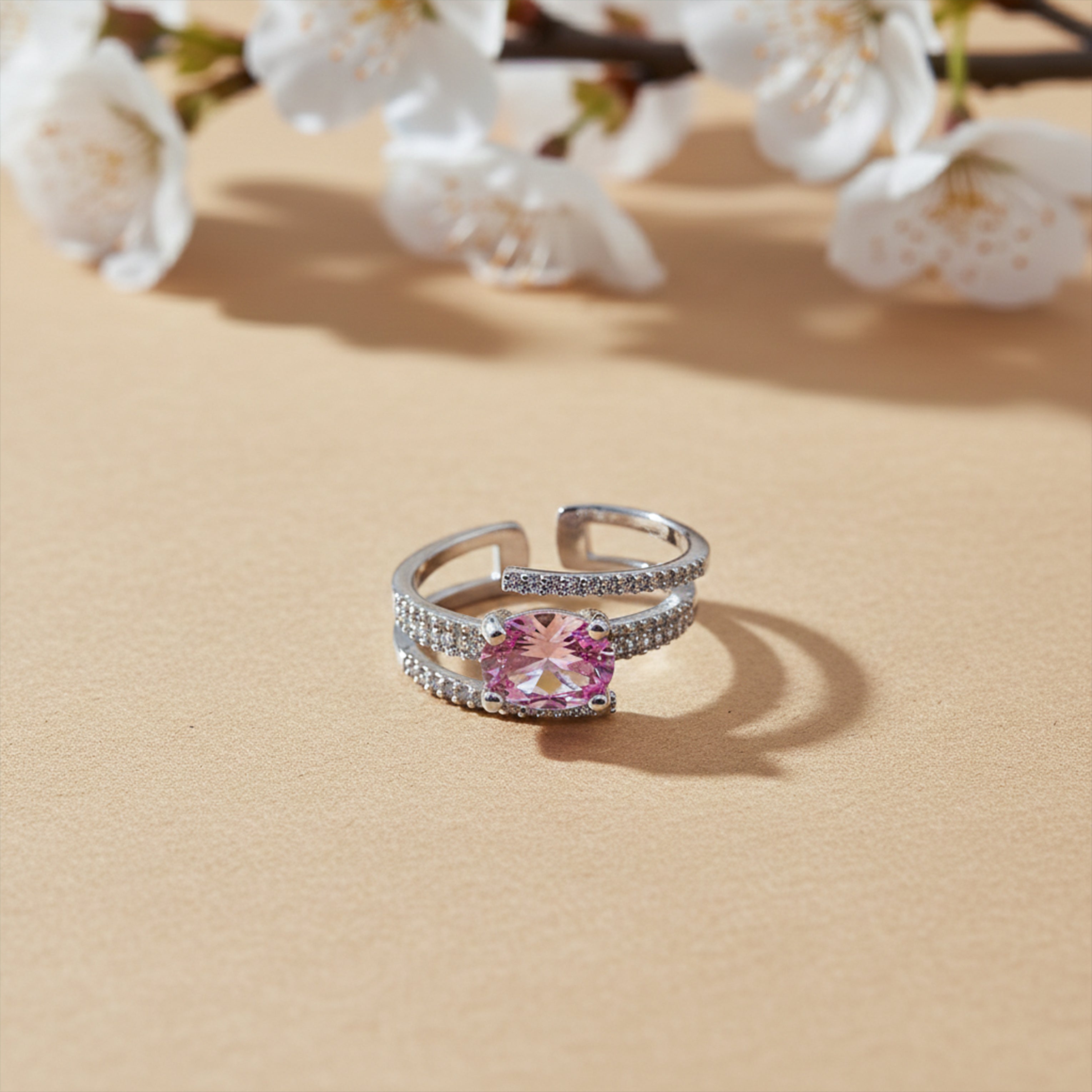Silver Blush Solitaire Ring GWR -54