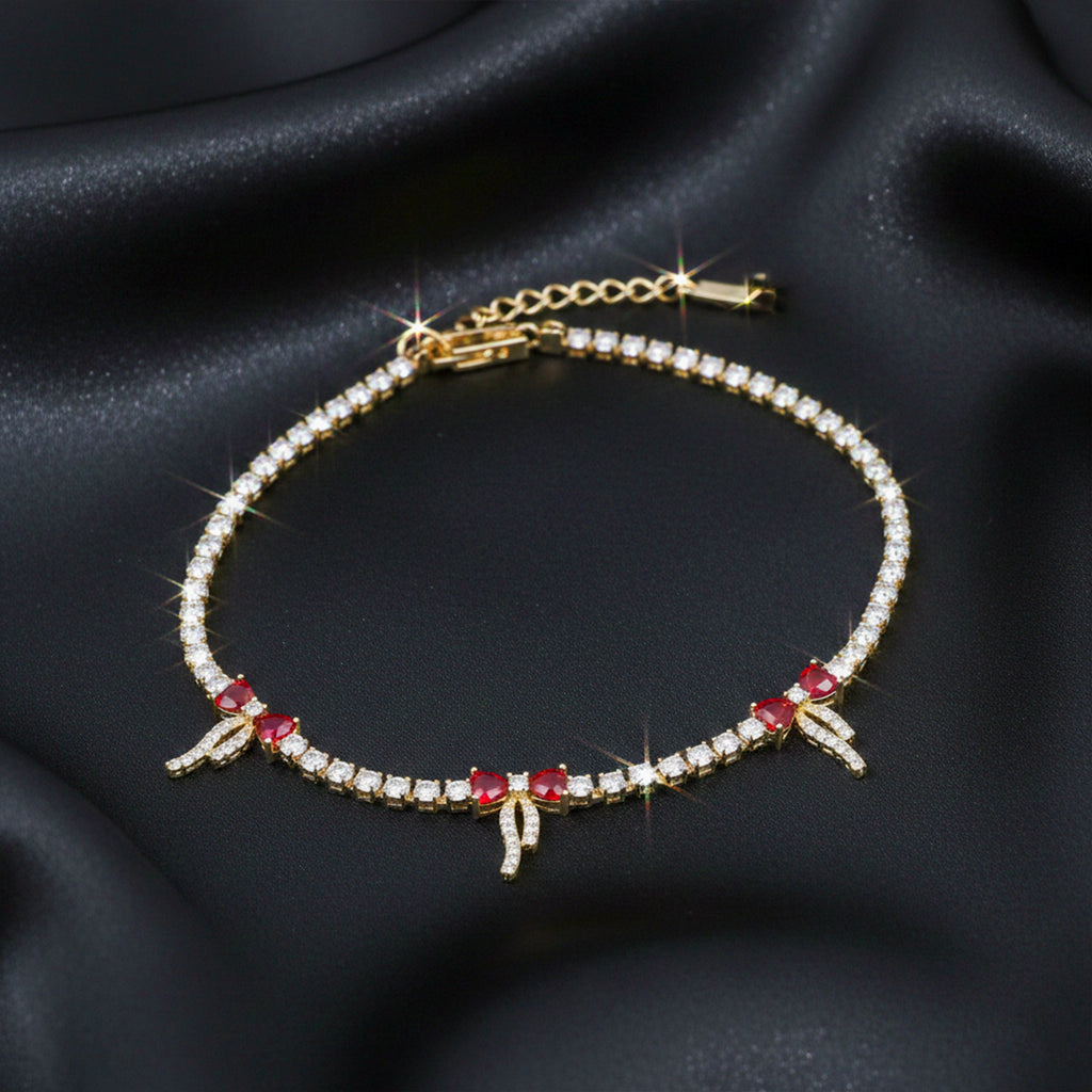 Ruby Bow Tennis Bracelet GWB -100