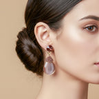 Smoky Teardrop Crystal Earrings GWE -214