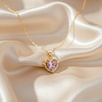 Pink Heart Crystal Women Neckless GWN -79
