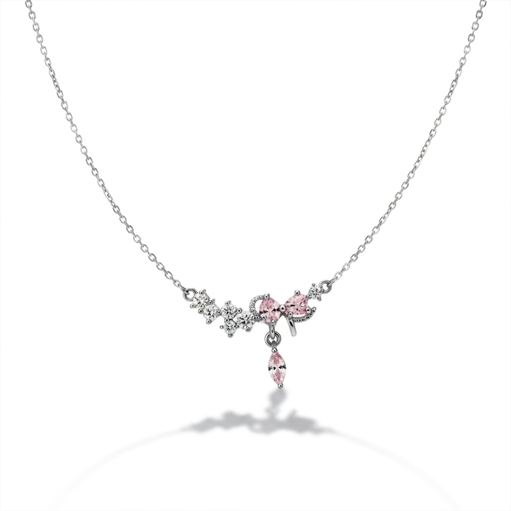 Silver-Tone Dainty Floral Women  Necklace GWN -130